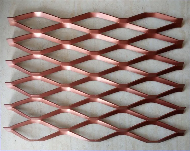 Méseau métallique expansé en matériau AA1050, revêtement poudre, feuille cuivre — Foshan Qi Aluminum Decorative Materials Co., Ltd