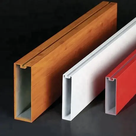 Matériau de construction, plafond suspendu en aluminium en forme de U, tube rectangulaire linéaire