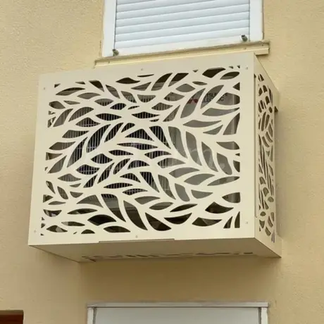 Habillage de climatiseur pour fenêtre, panneaux métalliques extensibles en maille d'aluminium, extérieur bâtiment