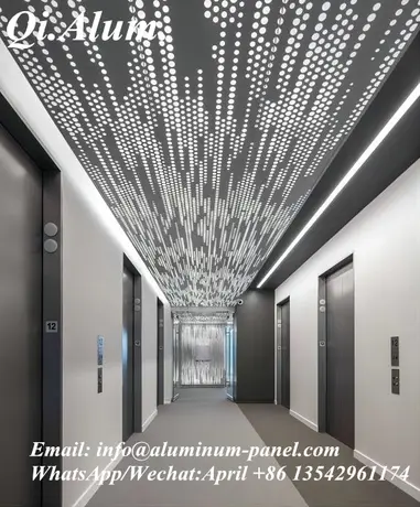 Plaques de plafond perforées en métal artistique, perforées pour isolation acoustique intérieure
