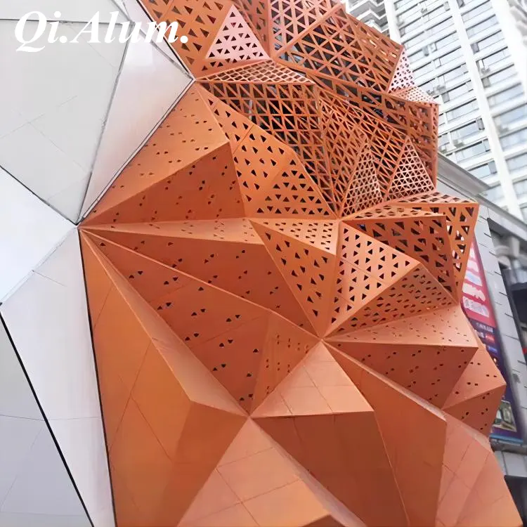 Panneaux extérieurs décoratifs revêtement de façade panneau mural en aluminium 3D — Foshan Qi Aluminum Decorative Materials Co., Ltd