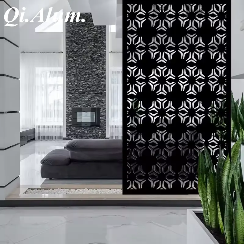 Cloisons métalliques en écran alu perforé découpé au laser — Foshan Qi Aluminum Decorative Materials Co. Ltd