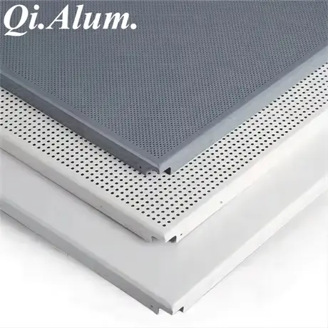 Plafond suspendu métallique en panneau en aluminium perforé blanc, réduction du bruit