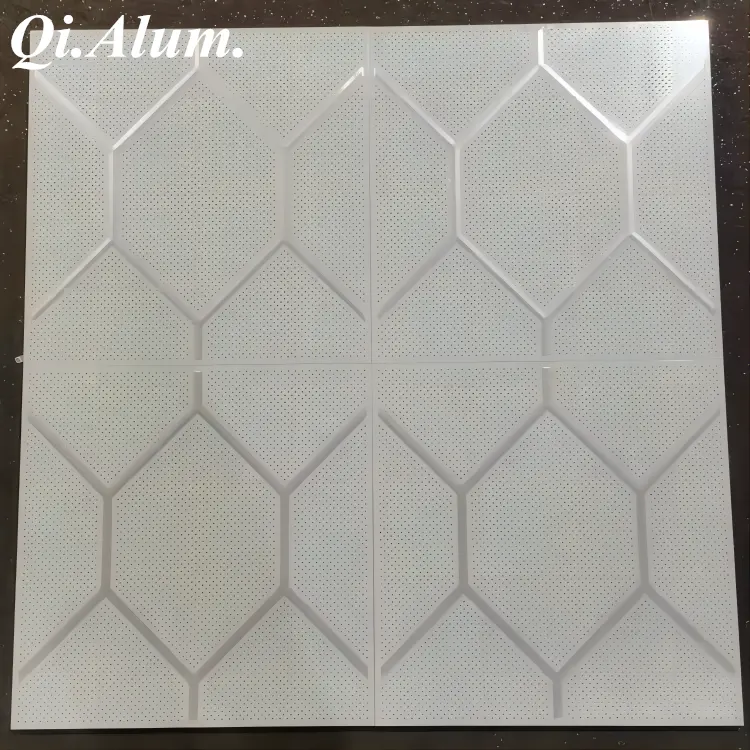 Plaques suspendues absorbantes sonores en aluminium, plafond décoratif en aluminium — Foshan Qi Aluminum Decorative Materials Co., Ltd